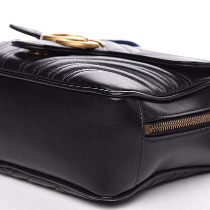 Gucci Calfskin Matelasse Sylvie Web Small GG Marmont Top Handle Shoulder Bag Black 10 of 13