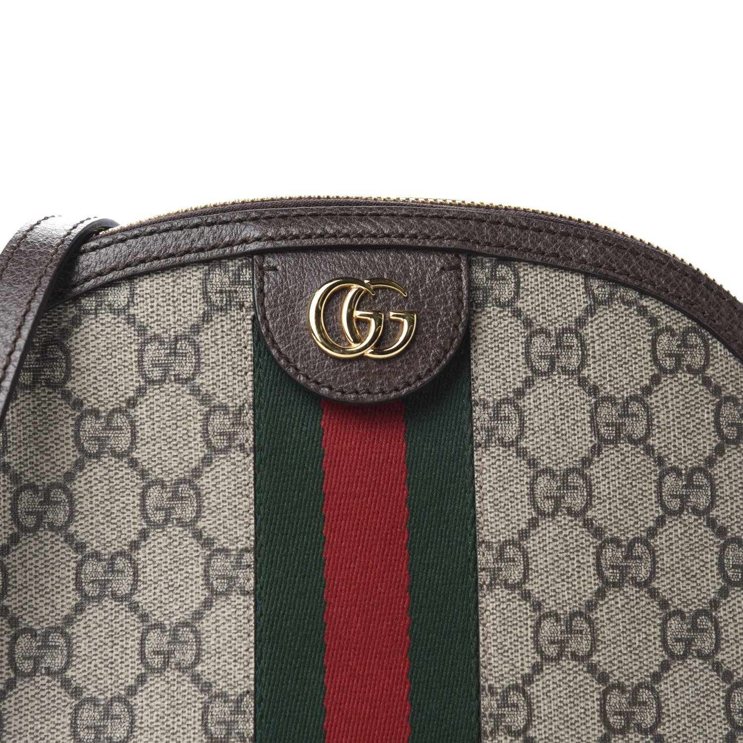 Gucci GG Supreme Monogram Textured Dollar Calfskin Web Small Ophidia Dome Shoulder Bag Beige Ebony New Acero 10 of 10