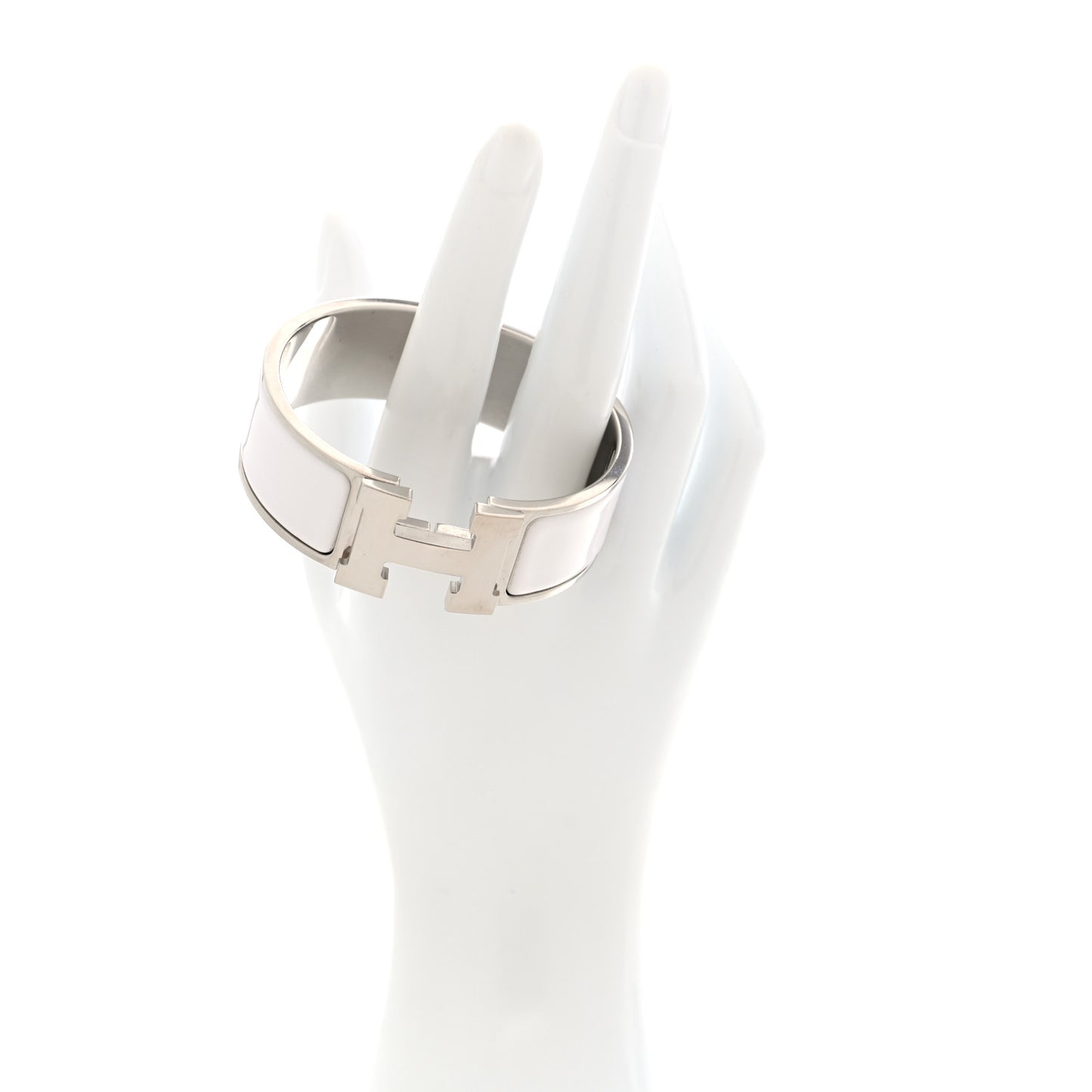 Enamel Wide Clic Clac H Bracelet PM White