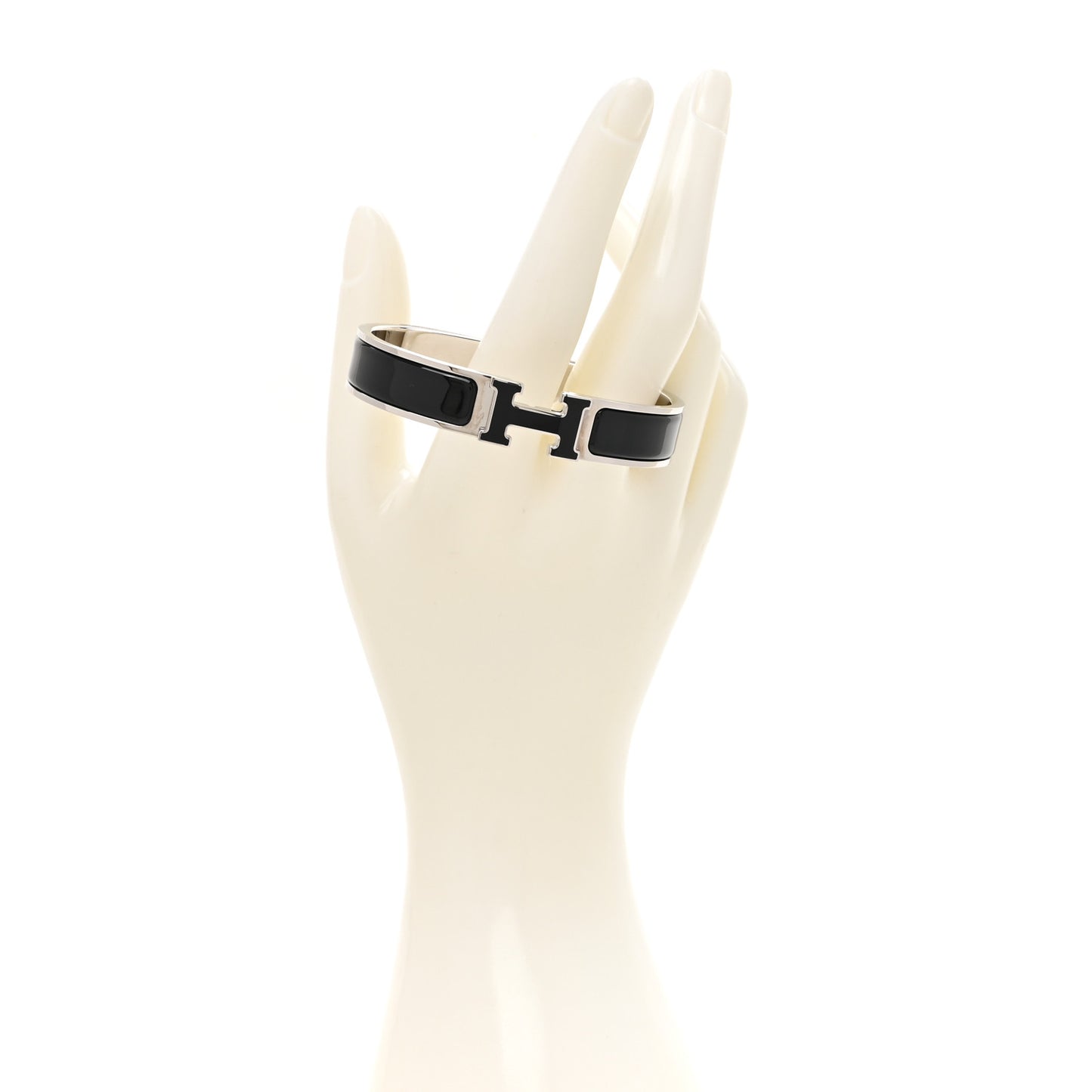 Enamel Narrow Clic Clac H Bracelet GM Black