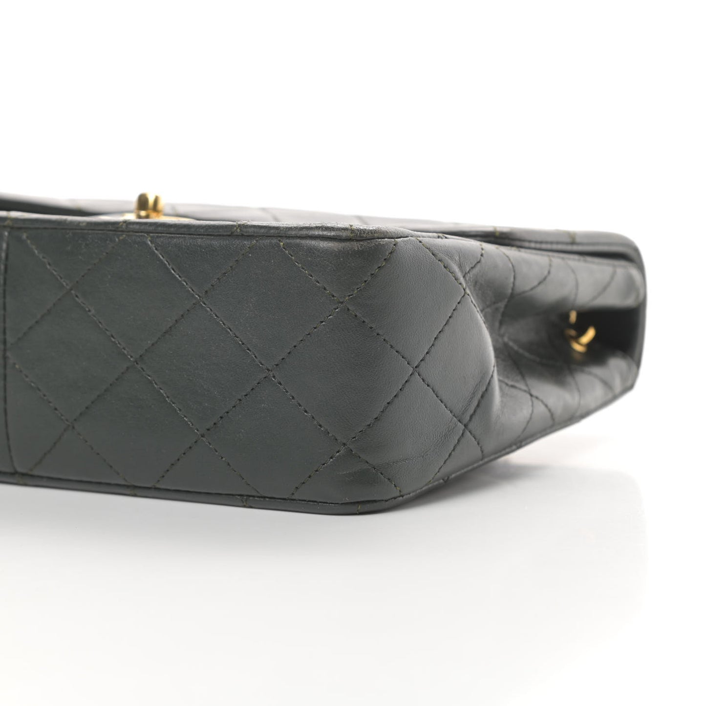 Lambskin Quilted Mini Square Flap Dark Green