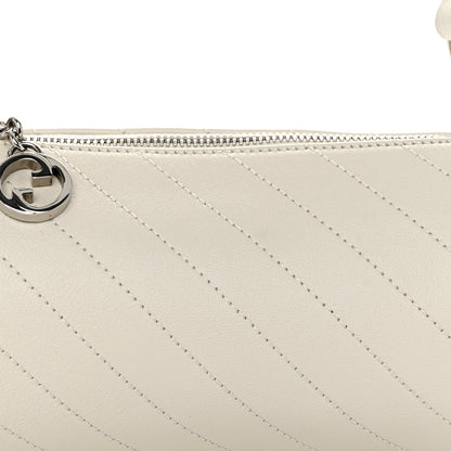 Gucci Sakai Be Green Calfskin Diagonal Stitched Mini Blondie Barrel Shoulder Bag Mystic White 7 of 9