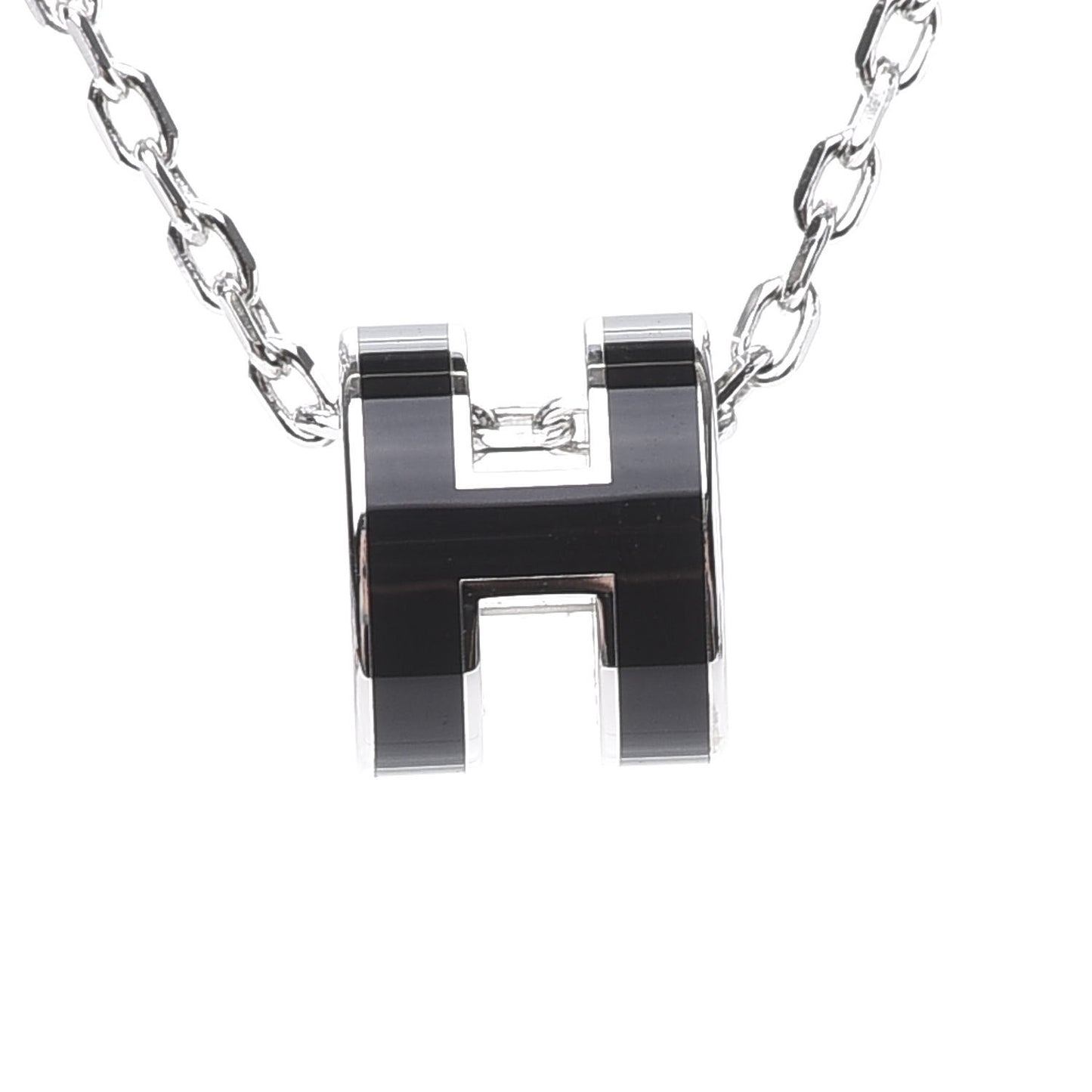 Lacquered Palladium Pop H Pendant Necklace Black