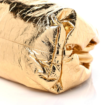 Bottega Veneta Metallic Crinkled Lambskin The Pouch Oversized Clutch Oro 8 of 8