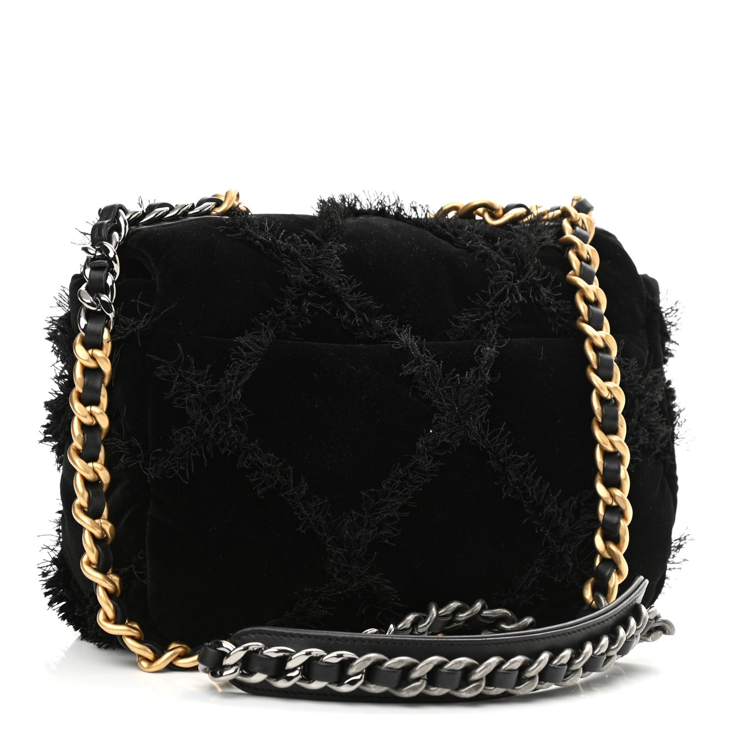 Cotton Canvas Quilted Medium Chanel 19 Flap Black