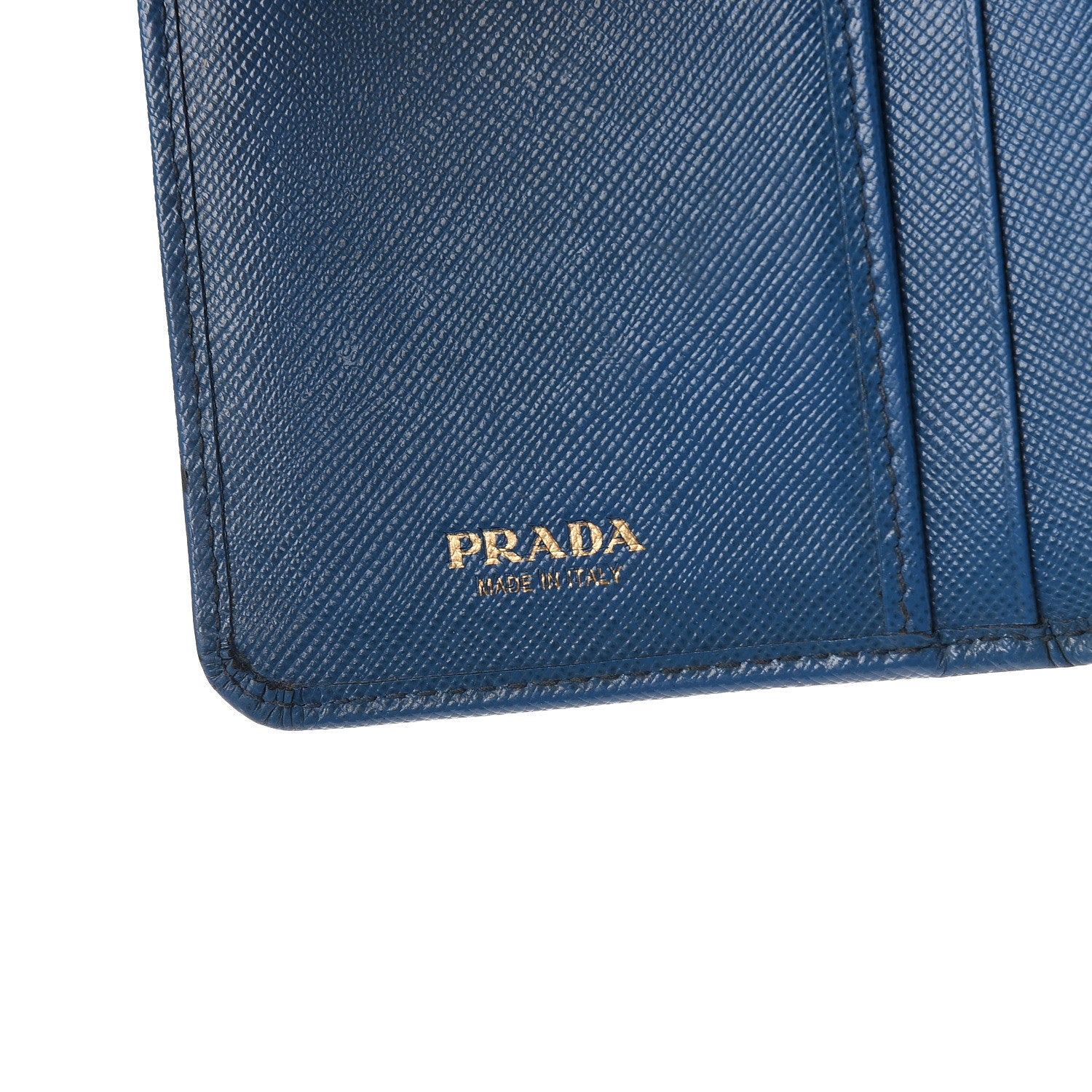 Prada Saffiano Metal Compact Wallet Cobalto 6 of 12