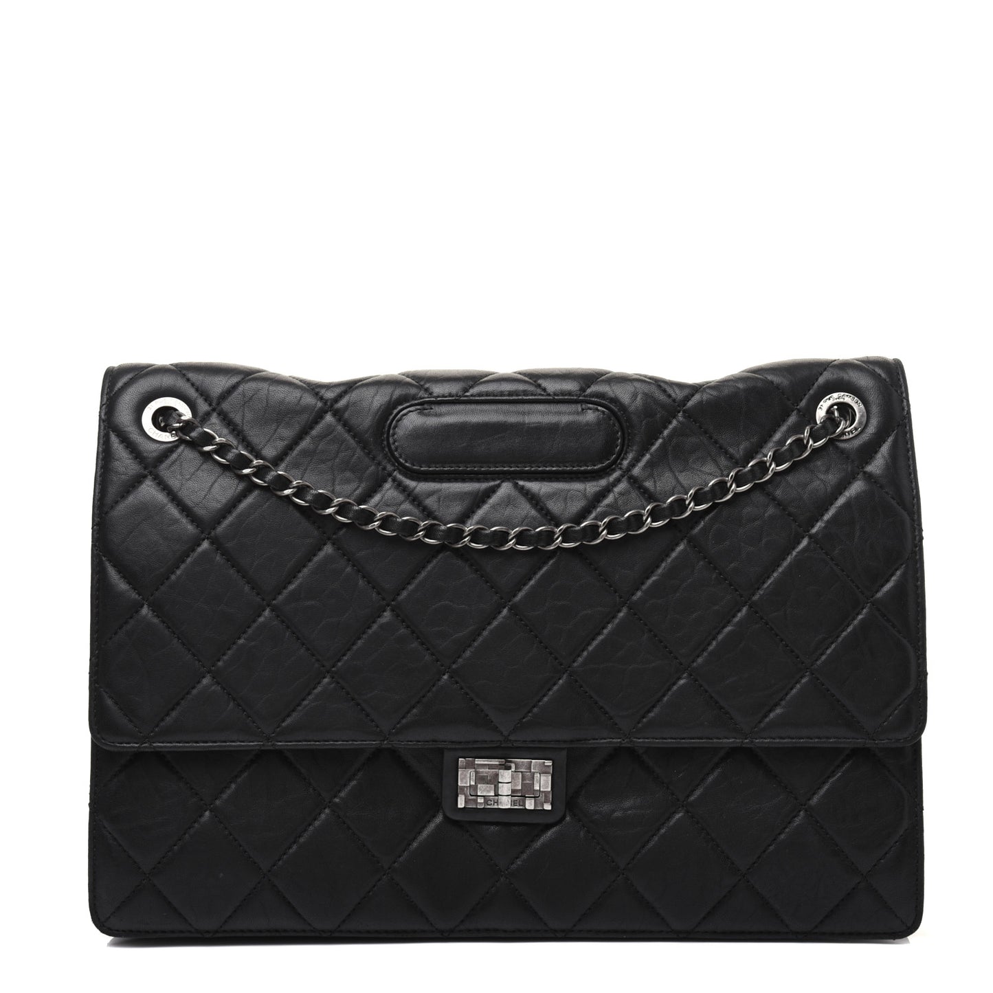 Washed Lambskin Maxi Take Away Flap Bag Black