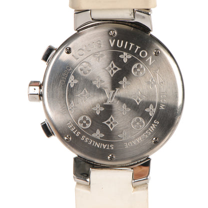 Louis Vuitton Stainless Steel Rubber Mother of Pearl 34mm Tambour Lovely Cup Quartz Watch 8 of 10