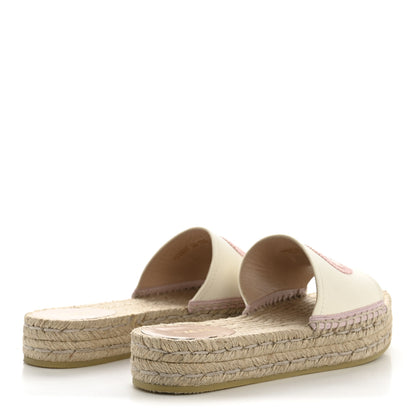 Gucci Canvas Interlocking G Espadrille Slide Sandals 38 Mystic White Shell 5 of 10