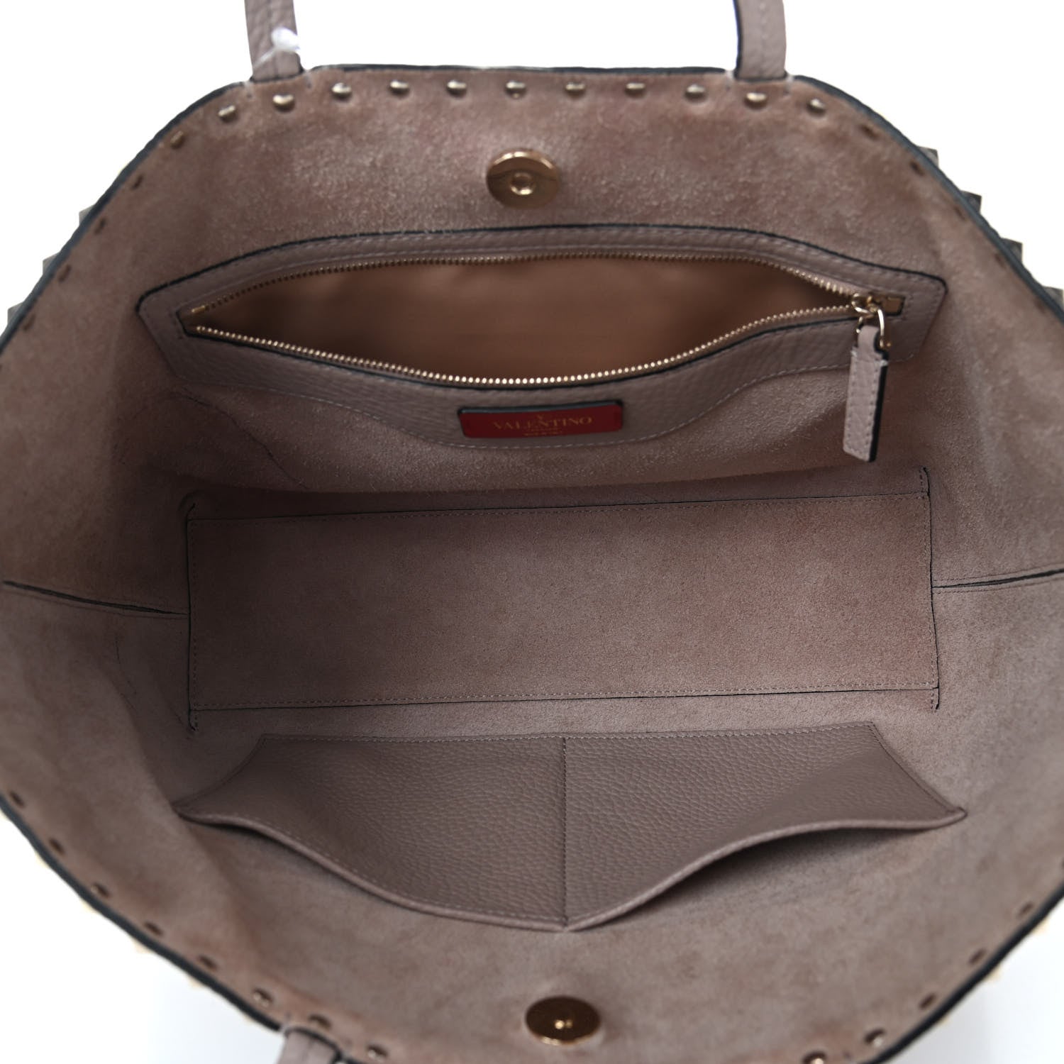 Valentino Garavani Grained Calfskin Small Rockstud Shoulder Tote Poudre 4 of 8