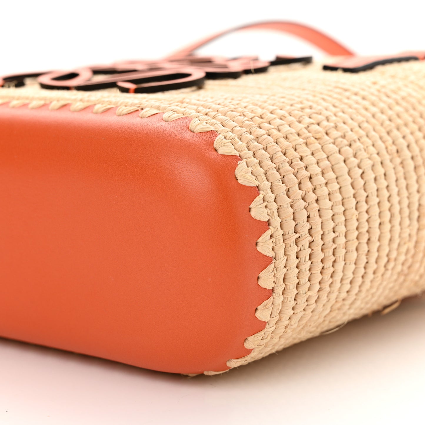 Raffia Square Mini Anagram Basket Tote Bag Natural