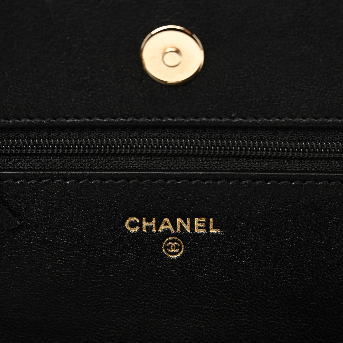 Caviar Sheepskin Chevron Quilted Vintage Mademoiselle Wallet On Chain WOC Black
