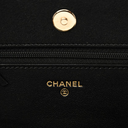 Chanel Caviar Sheepskin Chevron Quilted Vintage Mademoiselle Wallet On Chain WOC Black 6 of 11