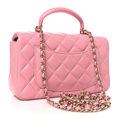 Chanel Lambskin Quilted Mini Top Handle Rectangular Flap Pink 3 of 11