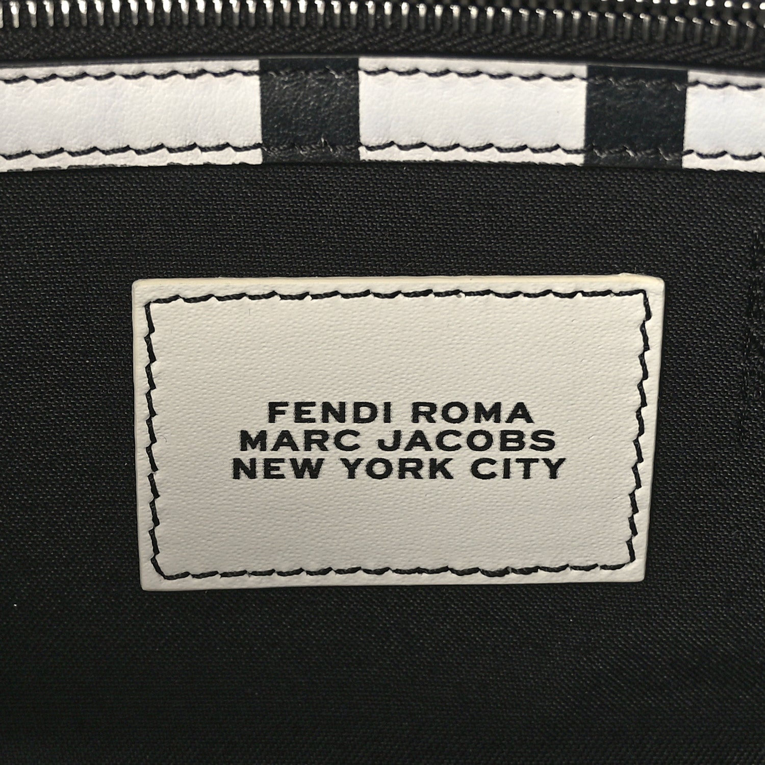 Fendi X MARC JACOBS Vitello Seta Logo Print Baguette White Black 6 of 8