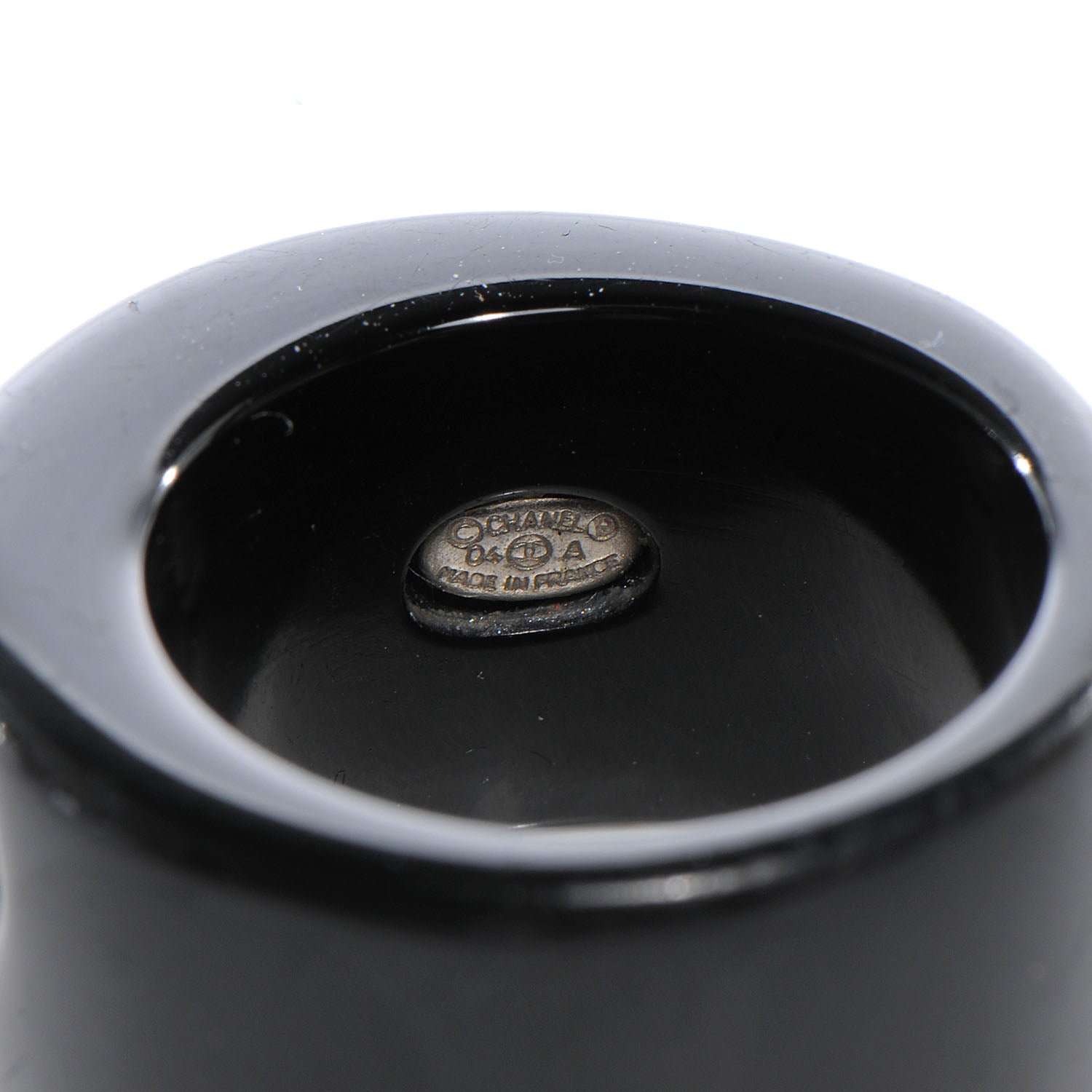 Chanel Resin Crystal Heart CC Heart Ring Black 7 4 of 4