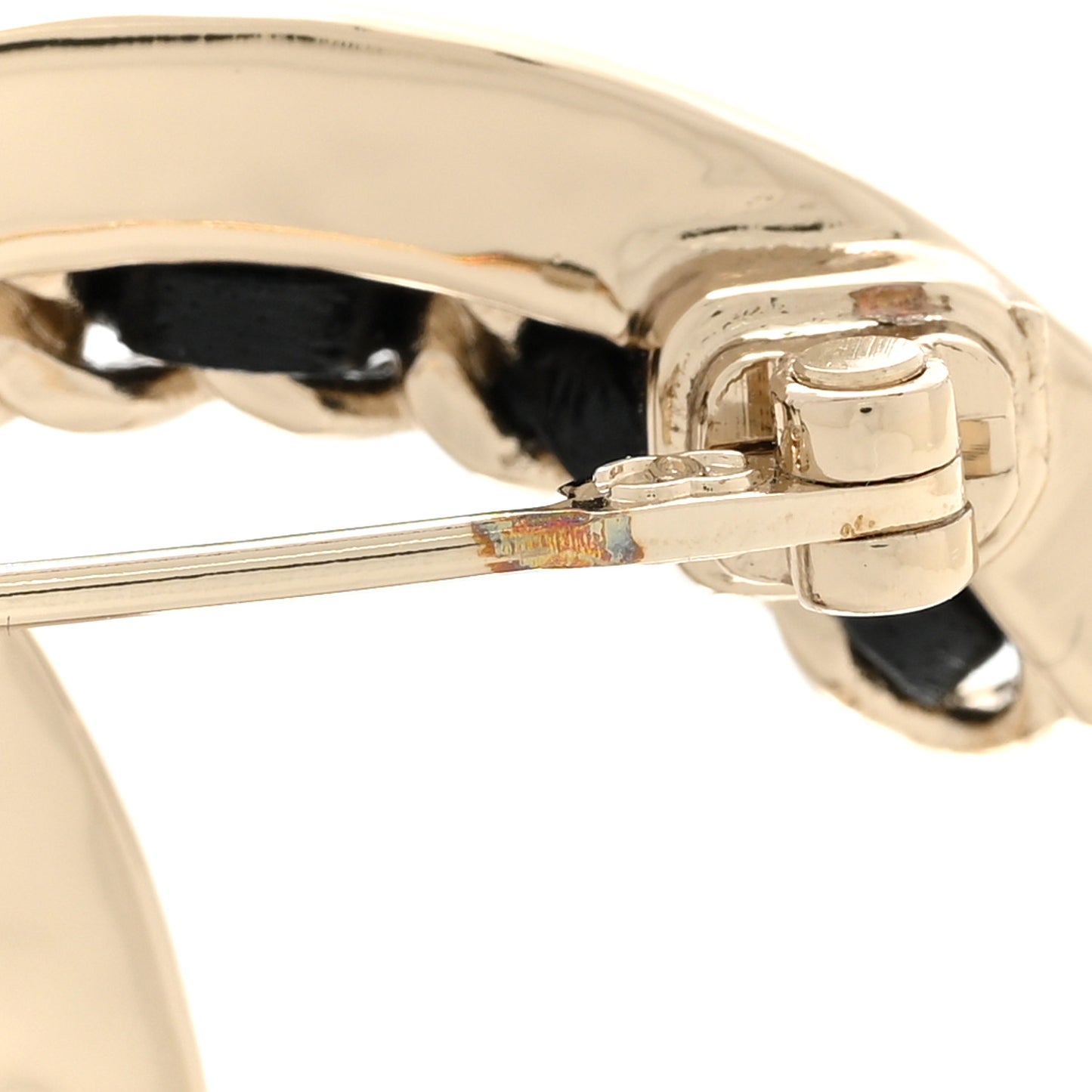 Lambskin Chain CC Chain Brooch Black Gold