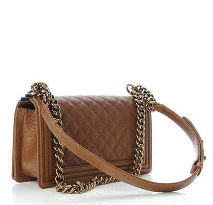 Chanel Caviar Quilted Medium Boy Flap Light Brown 3 of 9
