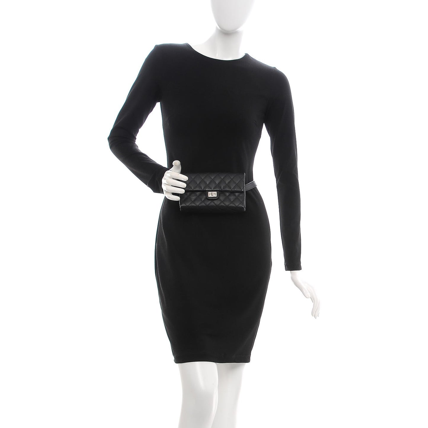 Grained Calfskin Quilted 2.55 Reissue Flap Belt Bag Clutch Black