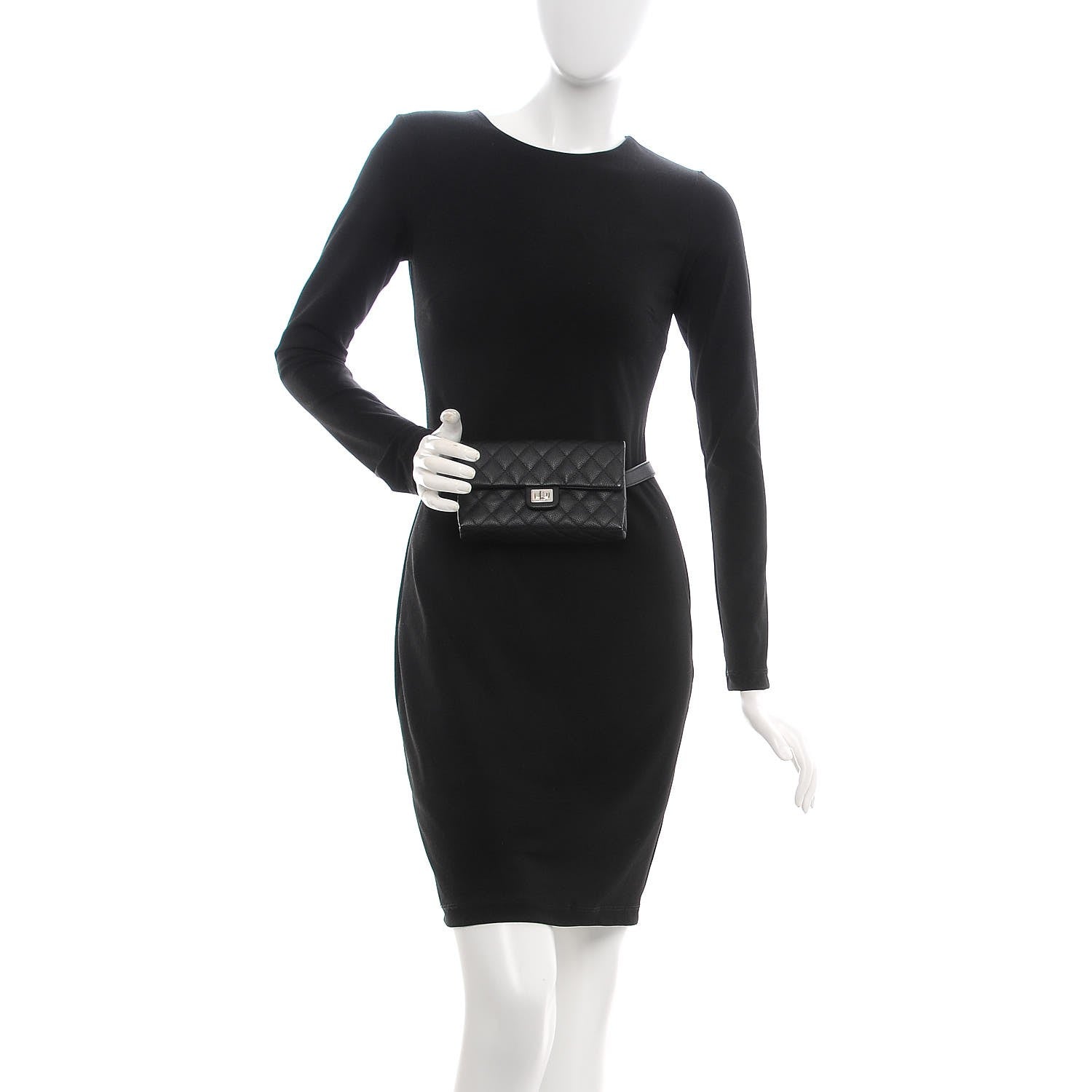 Chanel Grained Calfskin Quilted 2.55 Reissue Flap Belt Bag Clutch Black 3 of 13