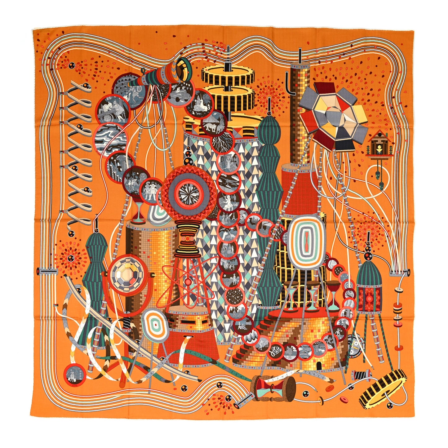 Cashmere Silk Le Laboratoire du Temps Shawl 140 Caramel Vert Corail