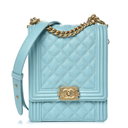 Chanel Caviar Quilted North South Boy Flap Light Blue 1 of 9