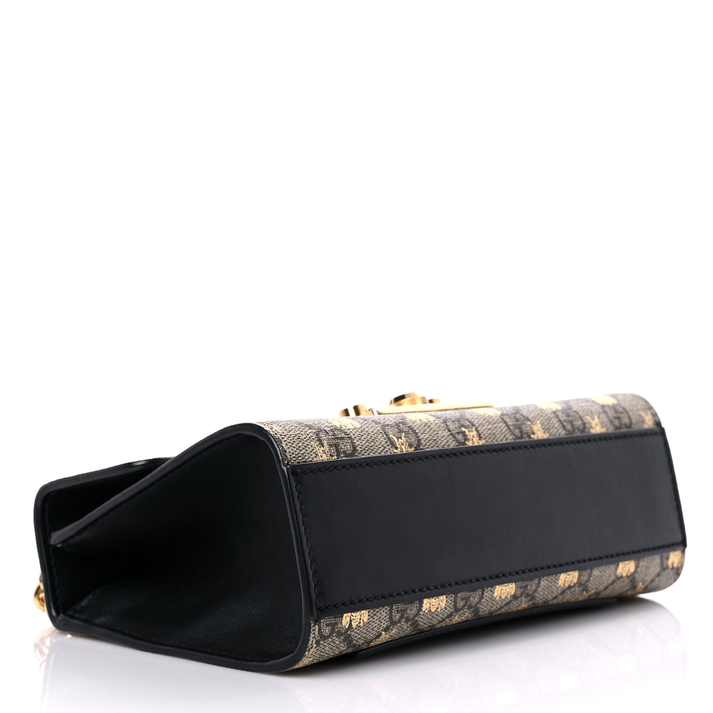 GG Supreme Monogram Bees Small Padlock Shoulder Bag Black