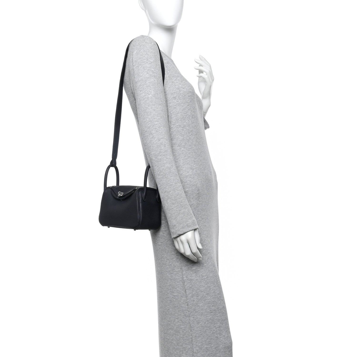 Hermes Taurillon Clemence Mini Lindy 20 Ardoise 2 of 10