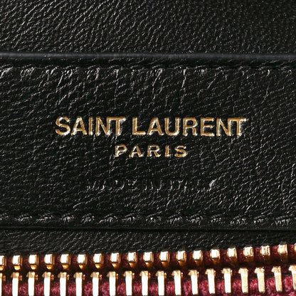 Saint Laurent Suede Mixed Matelasse Tri-Quilt Large Monogram Envelope Satchel Red 7 of 13