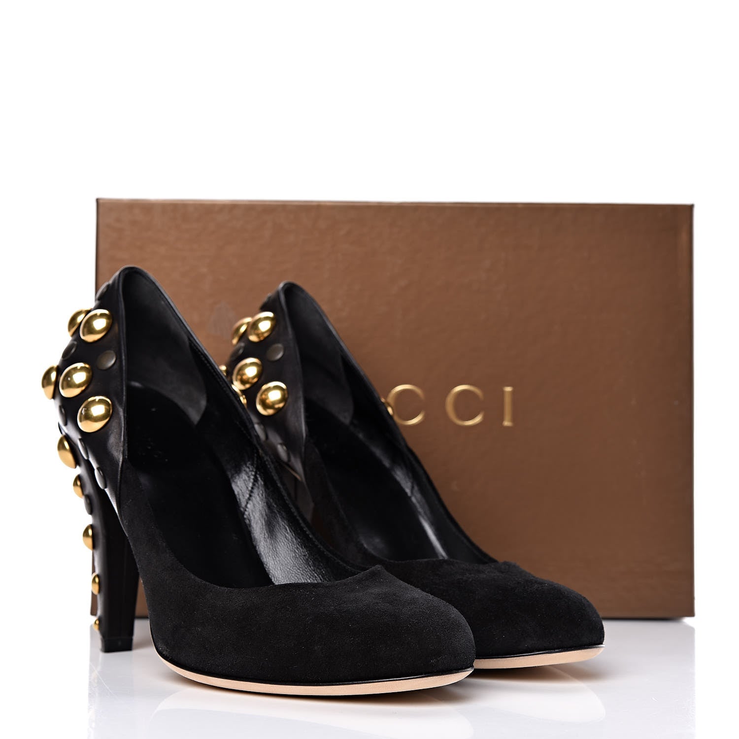 Gucci Suede Studded Babouska Pumps 38.5 Black 11 of 11