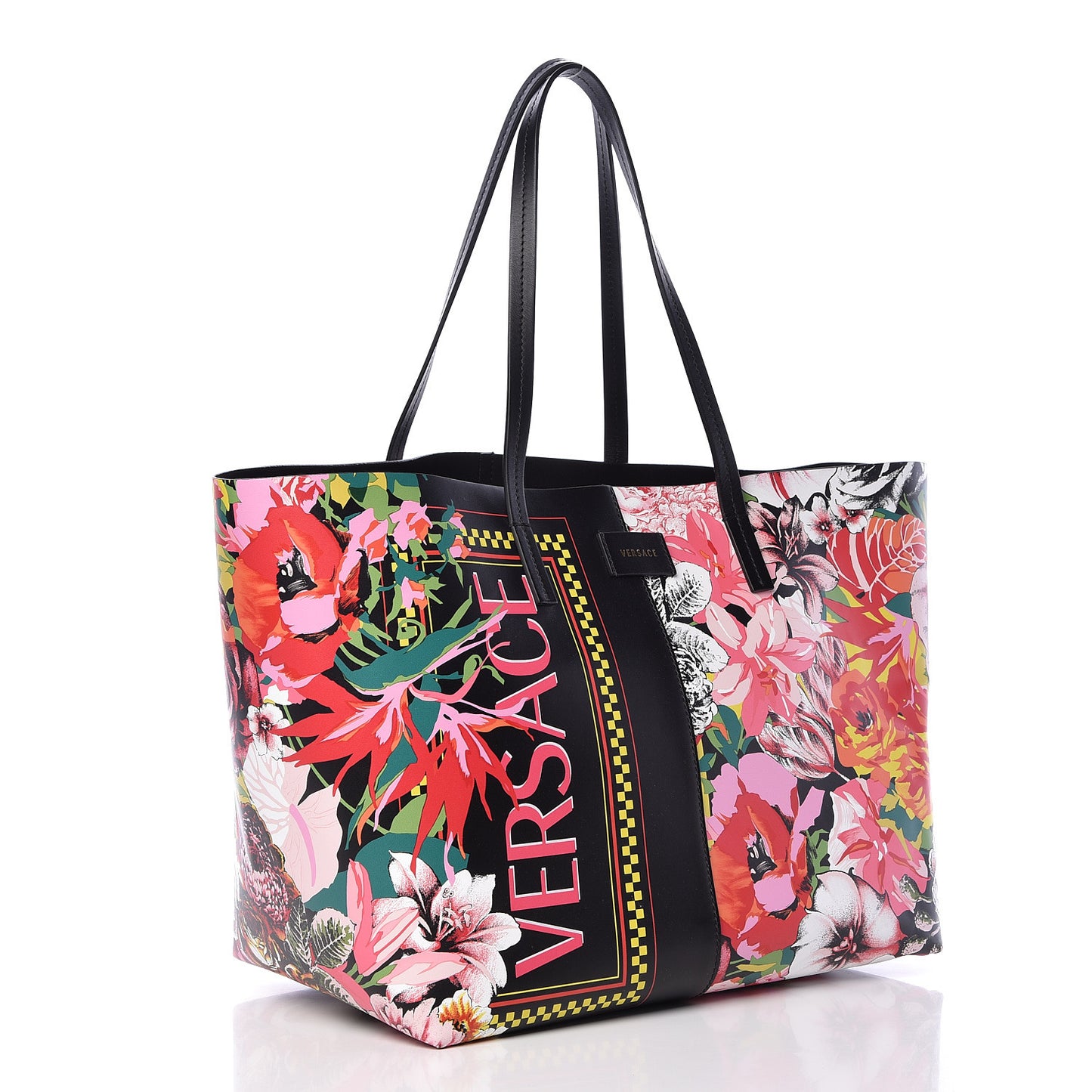 Calfskin Vintage 90's Logo Floral Tote Black