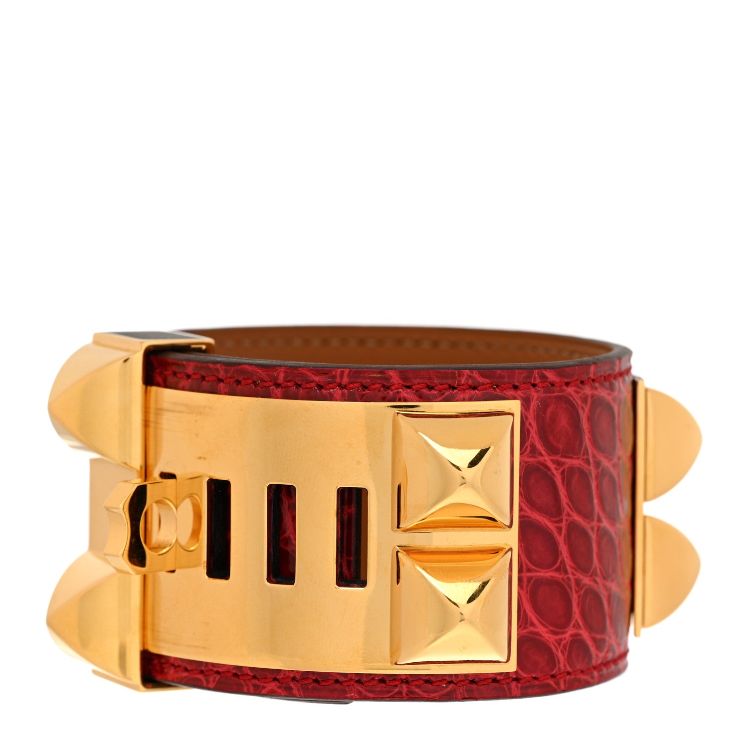 Hermes Shiny Alligator Collier De Chien CDC Bracelet Braise 3 of 7