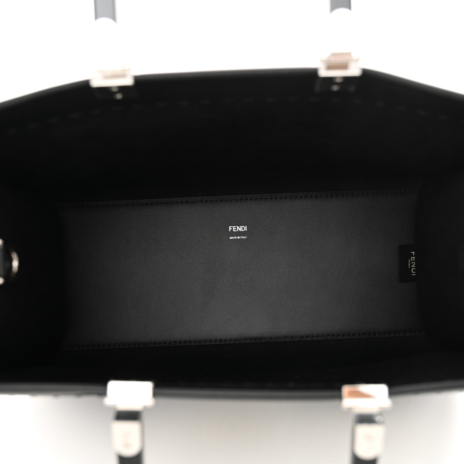 Fendi Vitello King Plexiglass Medium Fendi Sunshine Shopper Tote Black White 5 of 10