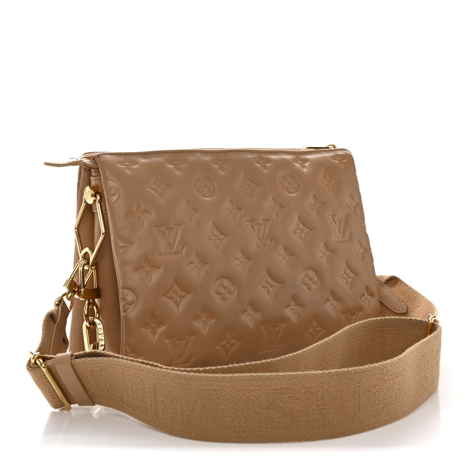 Louis Vuitton Lambskin Embossed Monogram Coussin PM Camel 3 of 12