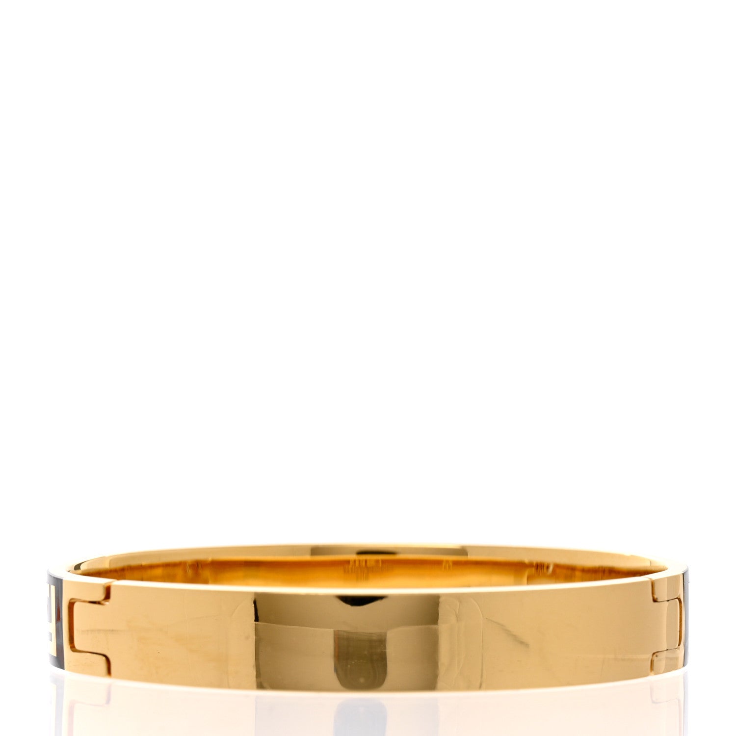 Fendi Brass Enamel FF Bracelet M Gold Black 3 of 6
