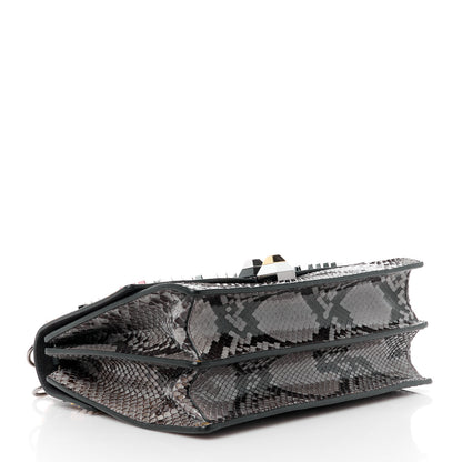 Fendi Vitello Century Snakeskin Studded Kan I Shoulder Bag Black Multicolor 4 of 10