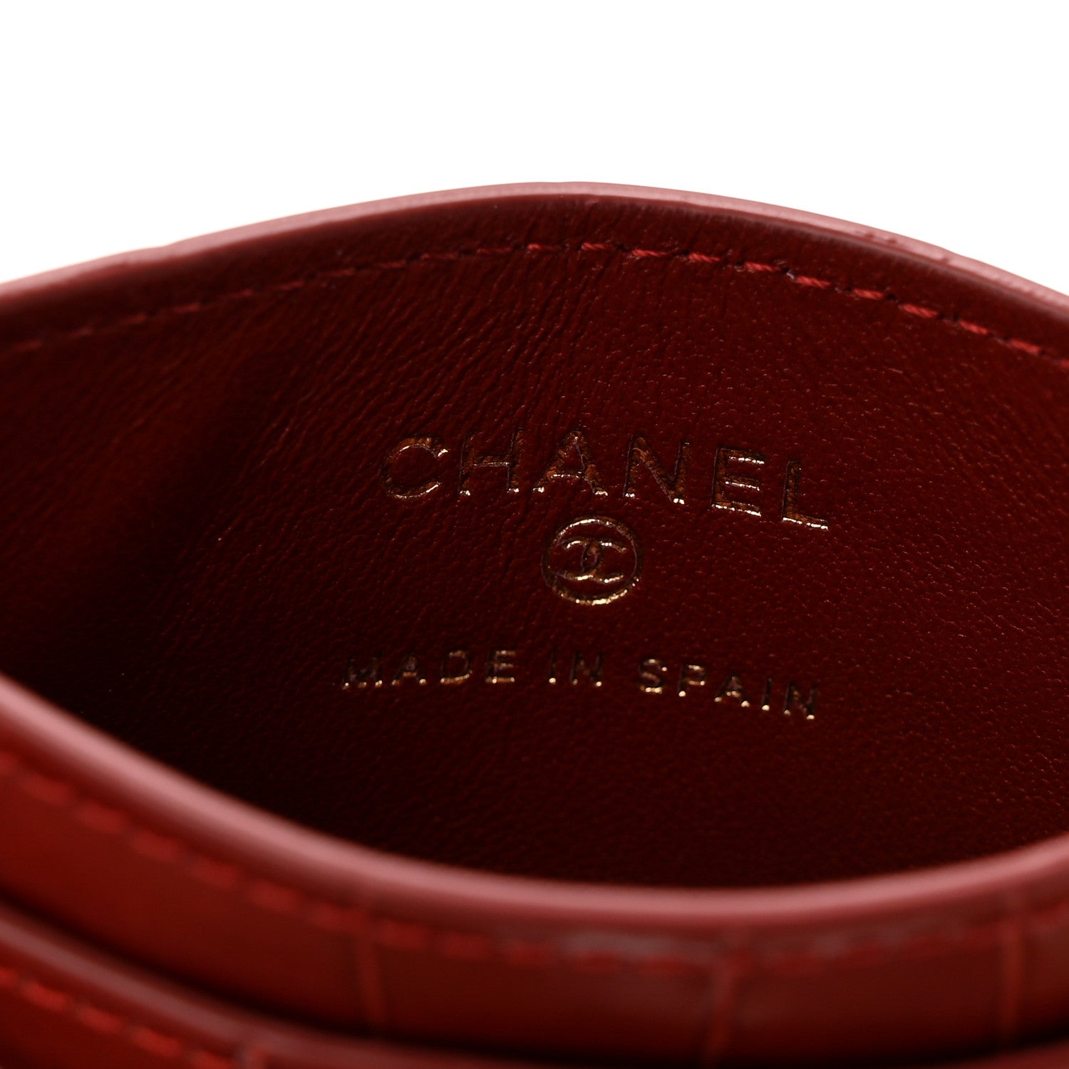 Chanel Calfskin Crocodile Embossed Crococo Card Holder Burgundy 6 of 8