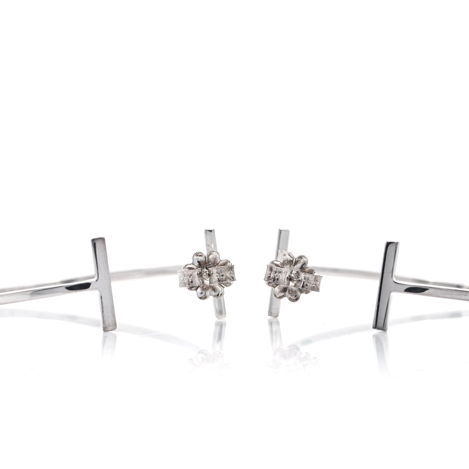 Tiffany Sterling Silver Large T Wire Hoop Earrings 3 of 5