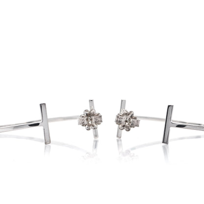 Tiffany Sterling Silver Large T Wire Hoop Earrings 3 of 5