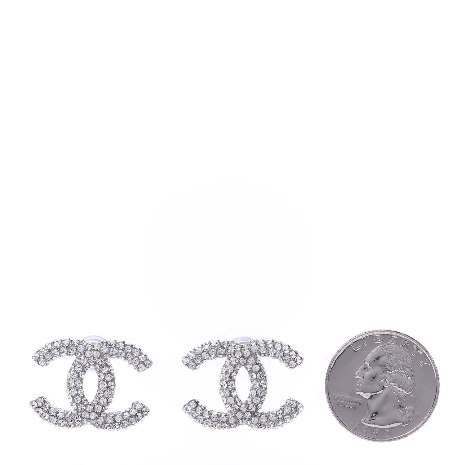 Chanel Crystal CC Earrings Silver 2 of 5