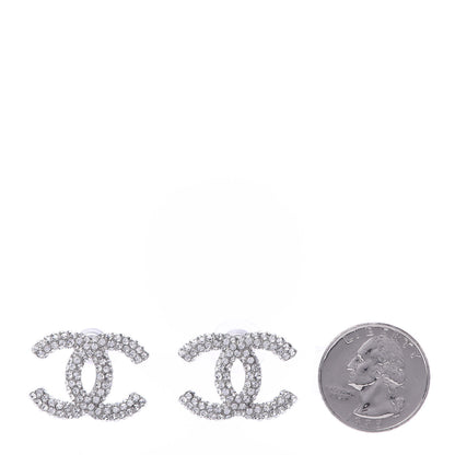 Chanel Crystal CC Earrings Silver 2 of 5