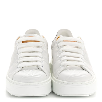 Louis Vuitton Lambskin Embossed Monogram Time Out Sneakers 36 White 6 of 20