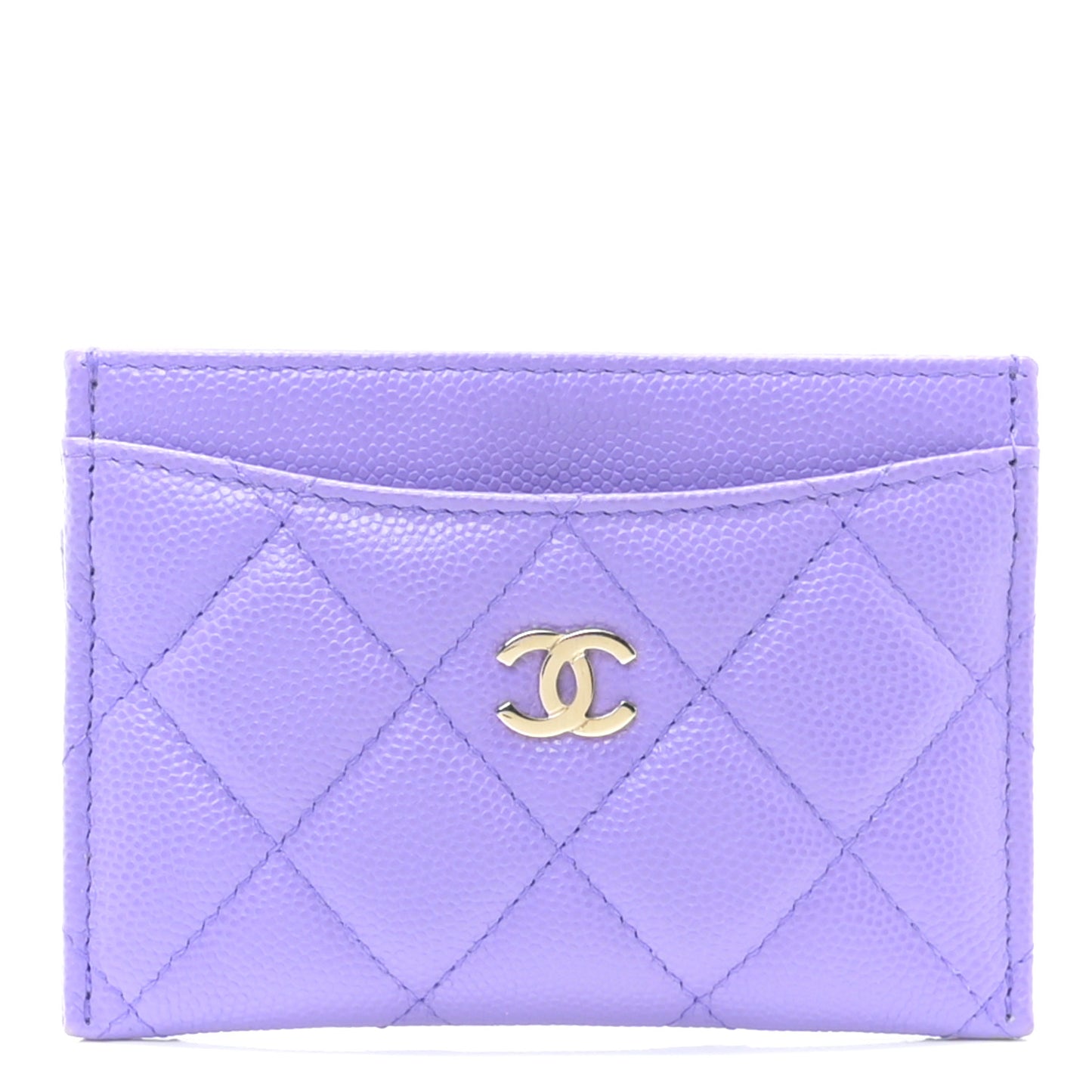 Caviar Quilted Card Holder Purple
