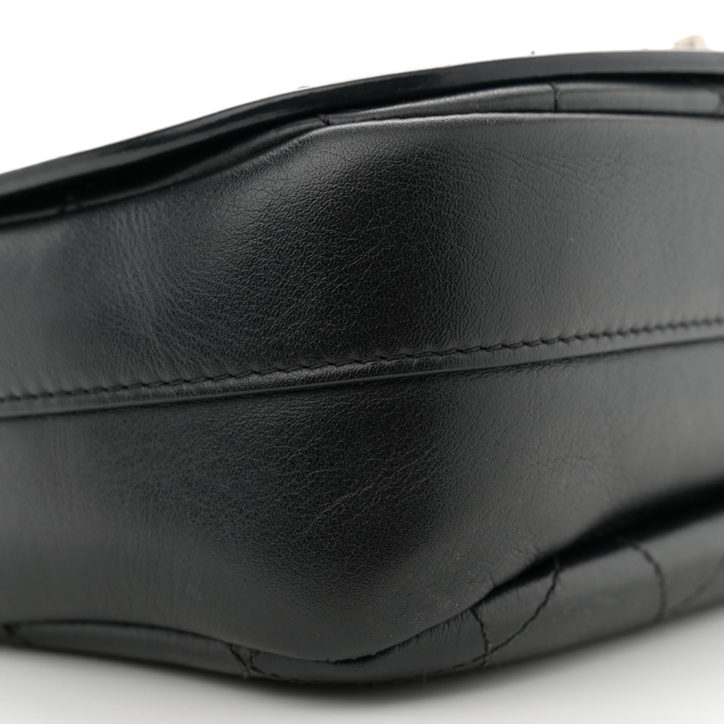 Calfskin Stitched Ring My Bag Flap Crossbody Bag Black