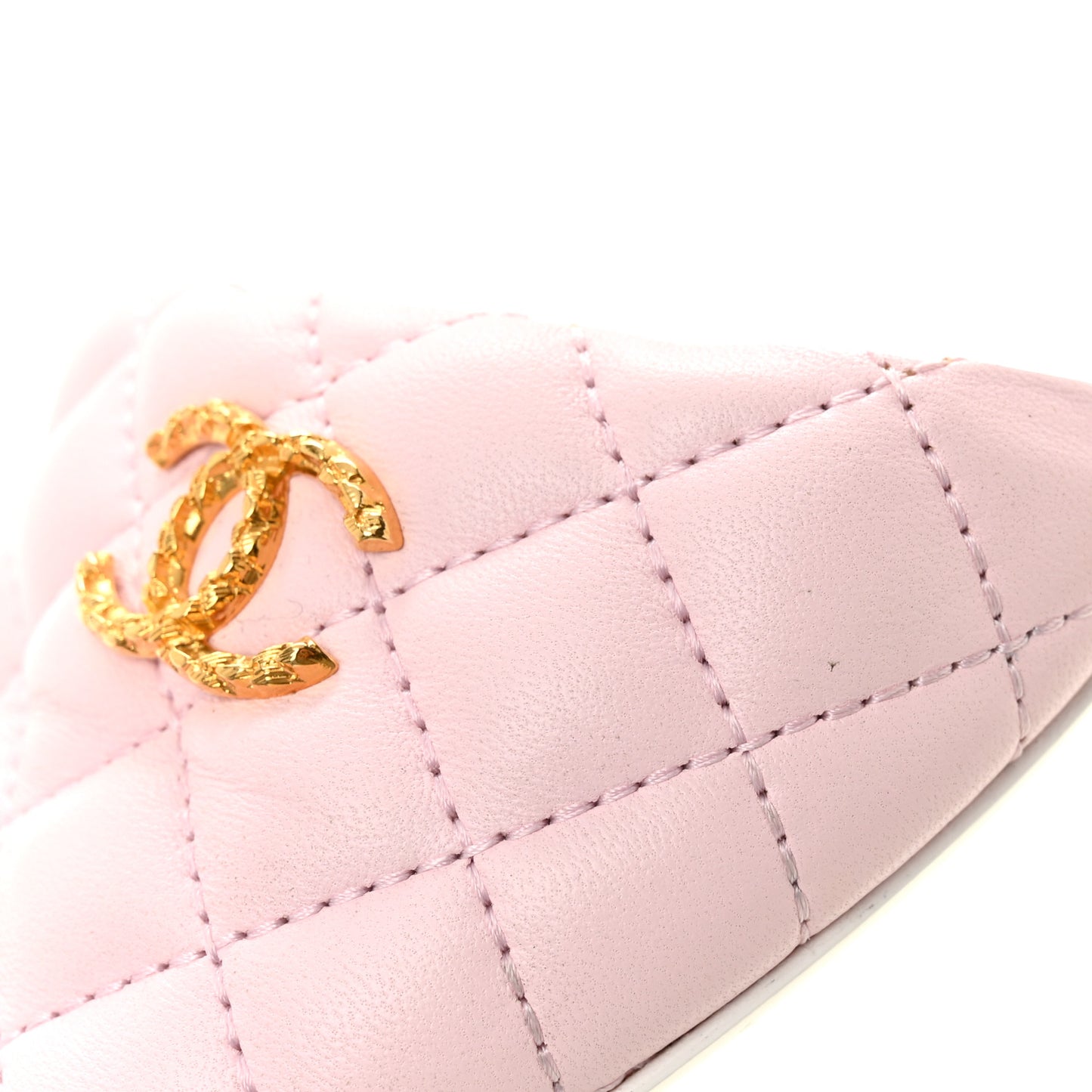 Lambskin Quilted Textured CC Mules 40.5 Light Pink