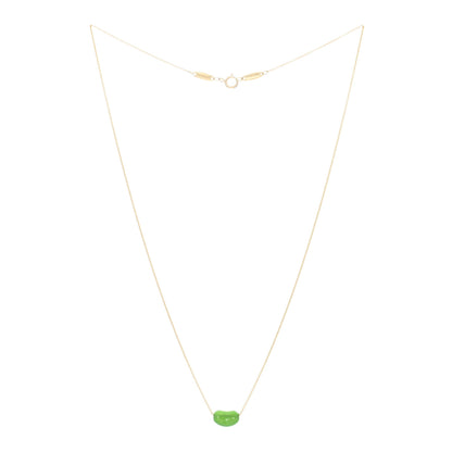 Tiffany 18K Yellow Gold Green Jade 9mm Elsa Peretti Bean Pendant Necklace 2 of 3