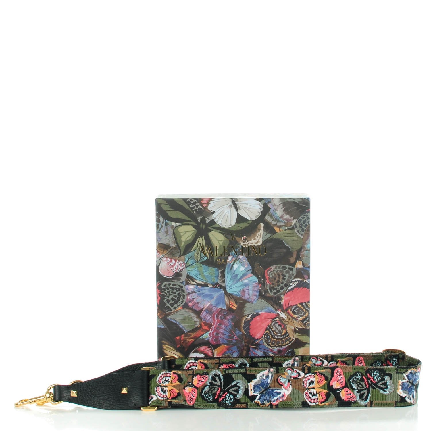 Valentino Garavani Canvas Camubutterfly Rockstud Guitar Strap Multicolor 4 of 5