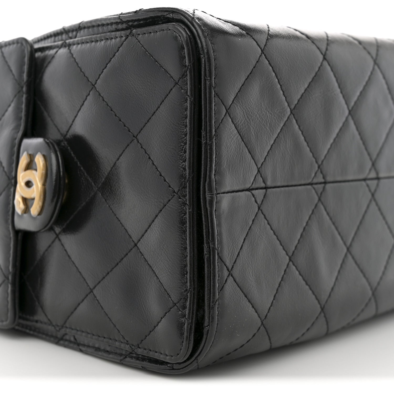 Chanel Shiny Crumpled Calfskin Quilted Small Chanel 25 Handbag Black 8 of 10
