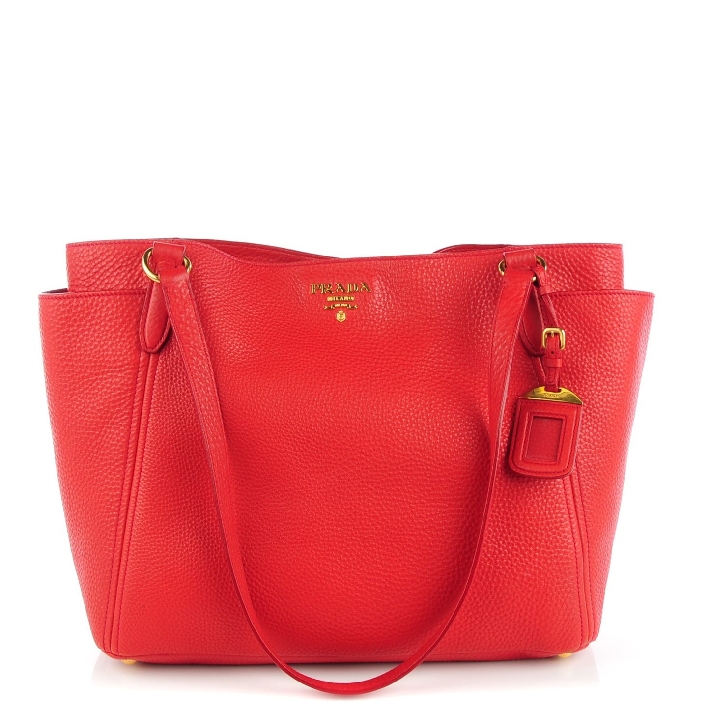 Vitello Daino Side Pocket Tote Rosso