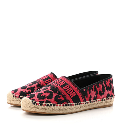 Christian Dior Cotton Embroidered Leopard Print Granville Espadrille 39 Framboise 3 of 8